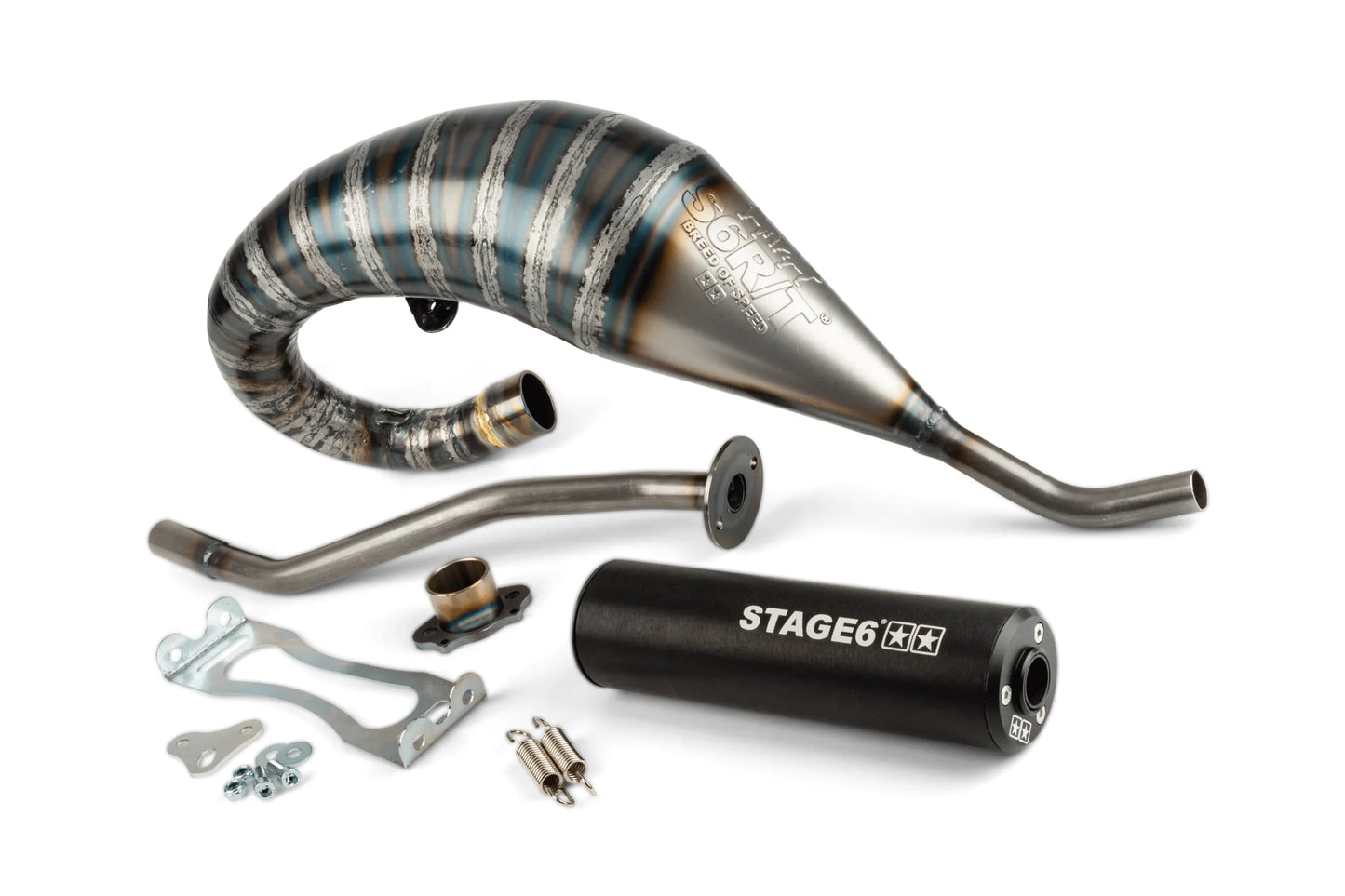 Avgasssytem Stage6 R/T 70 - 80 överliggande Derbi Svart