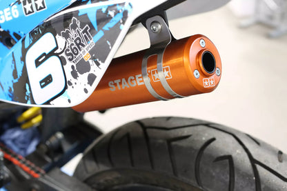 Stage6 Streetrace 70cc Avgassystem (överliggande) CNC orange - Derbi Senda
