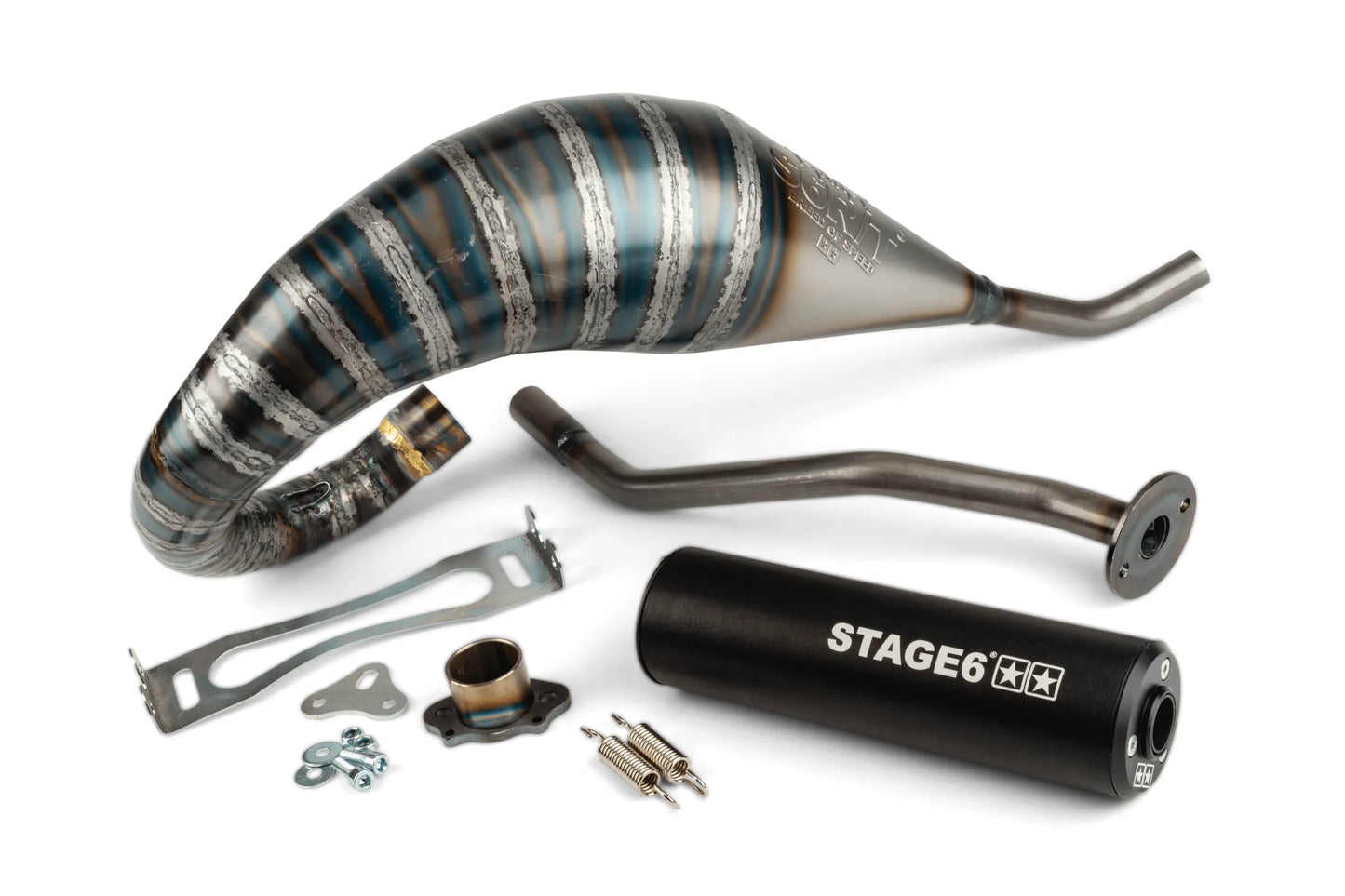 Avgasssytem Stage6 R/T 70 - 80 överliggande Derbi Svart