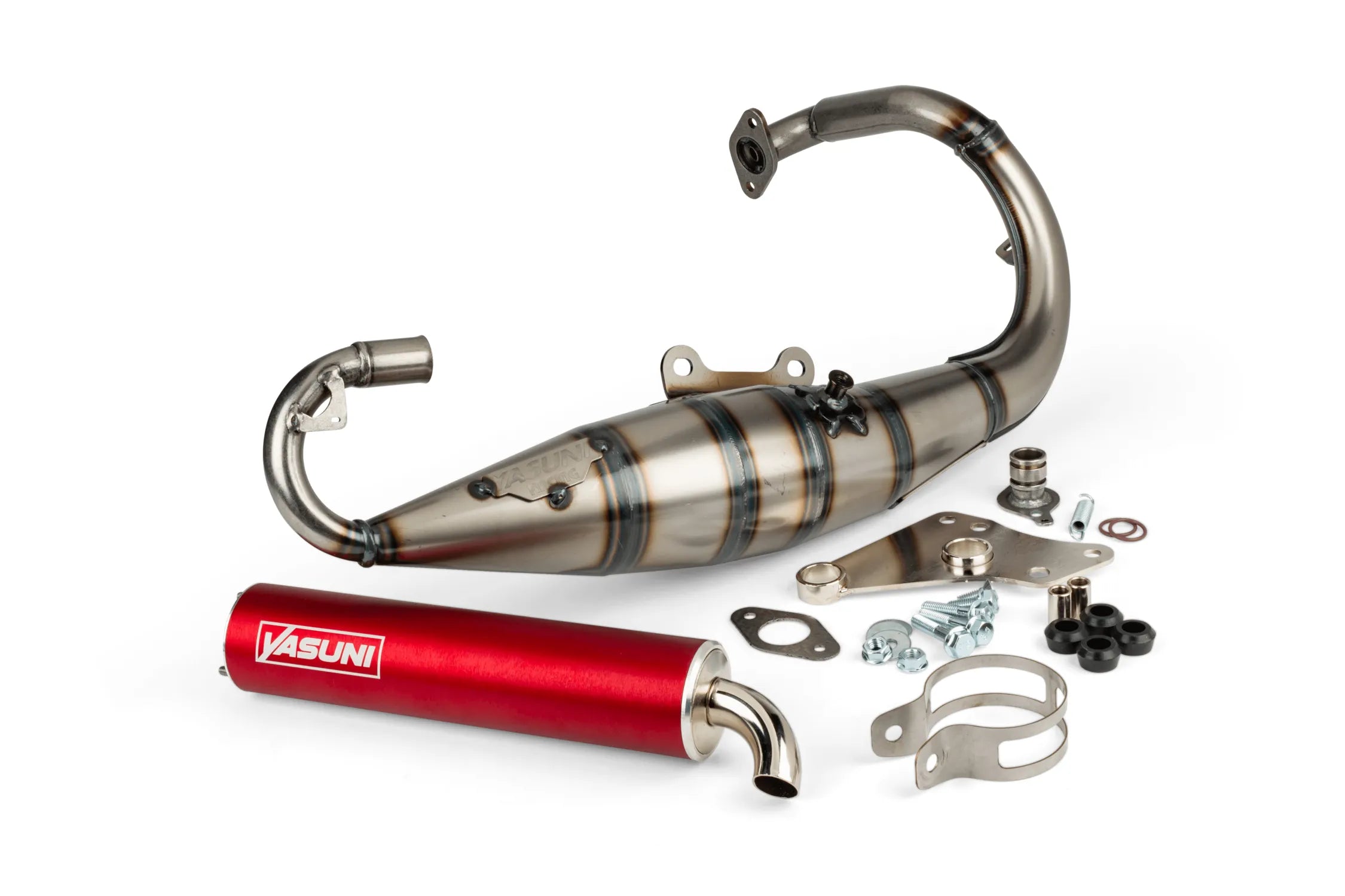 Yasuni R Avgassystem 50/70cc (Röd) - Peugeot vertikal